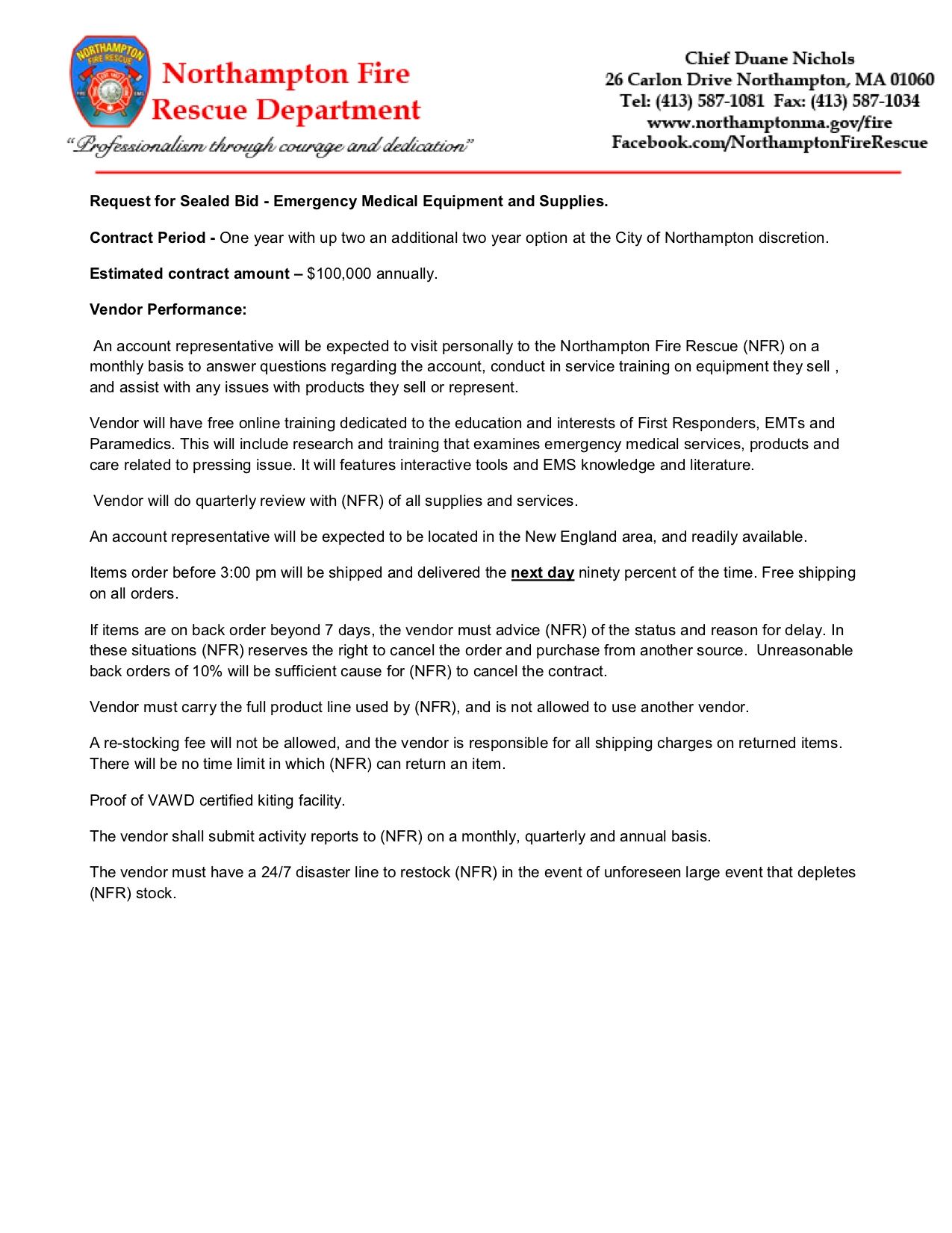 EMS Supplies Sealed Bid FY20201