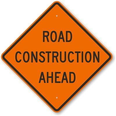 Image of road construction ahead sign