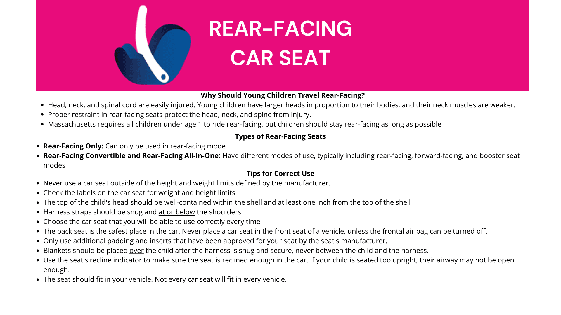 info on installation of rear facing seats