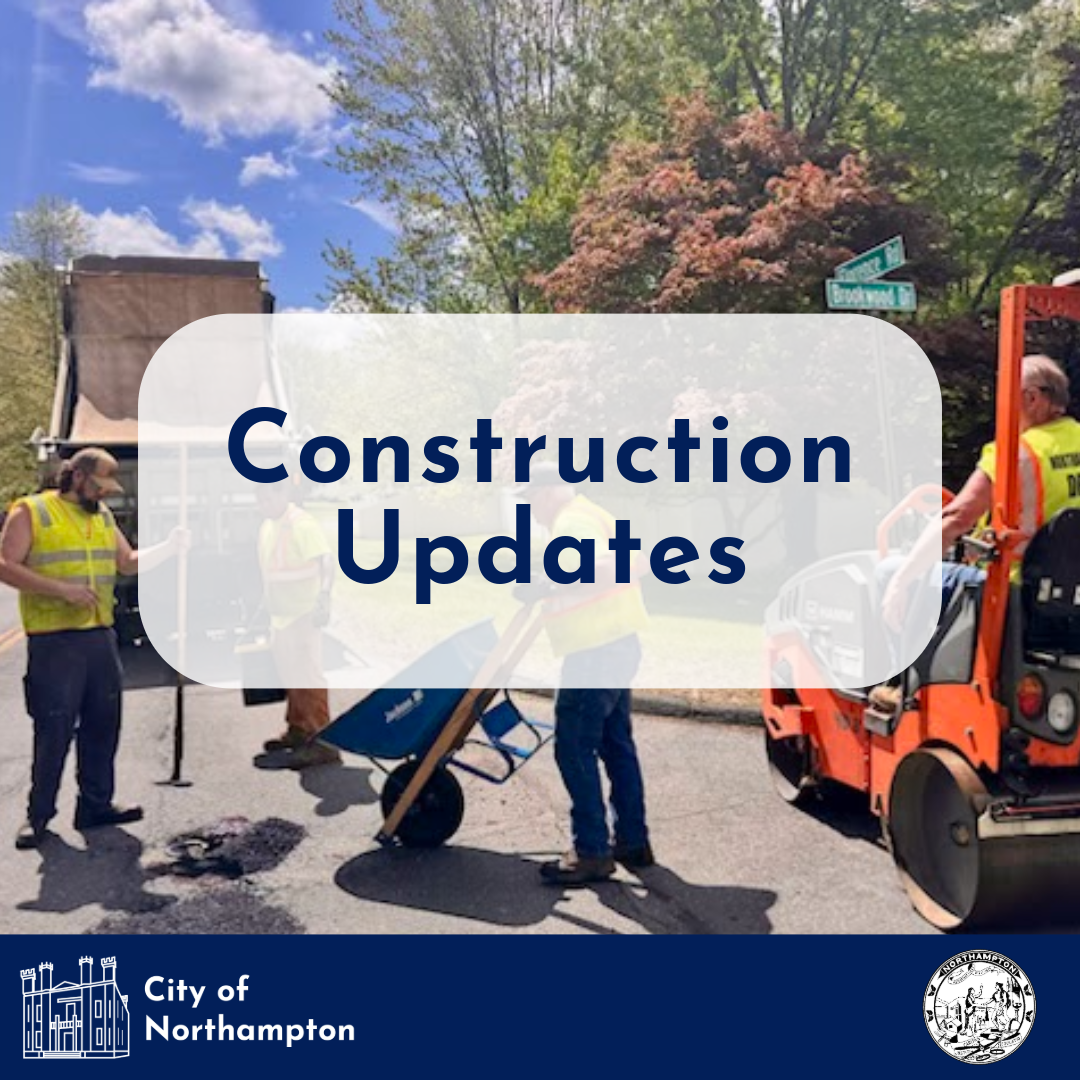 Photo of DPW employees filling potholes. Title reads